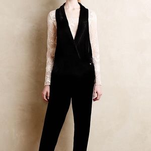 NWOT Anthropologie velvet tuxedo jumpsuit